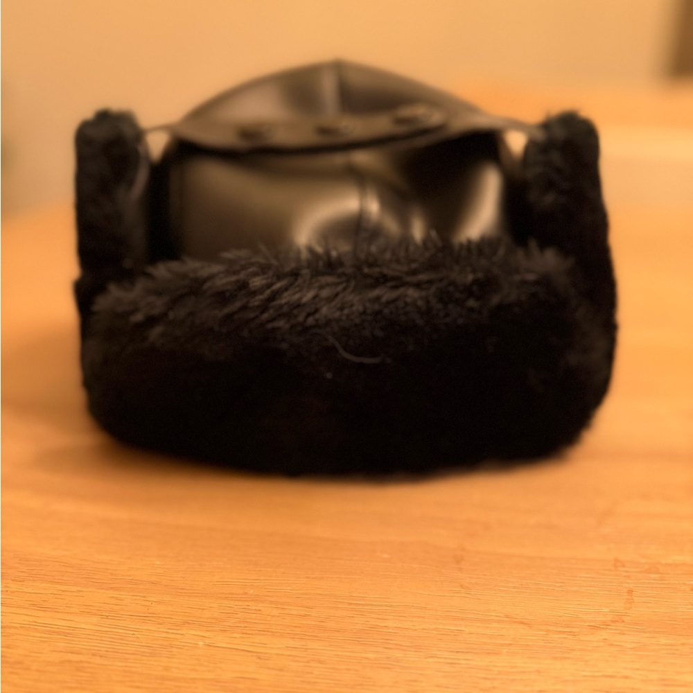 Vintage 90s Broner Quilted Ear Flap Fleece Trapper Hunting Hat Cap Black